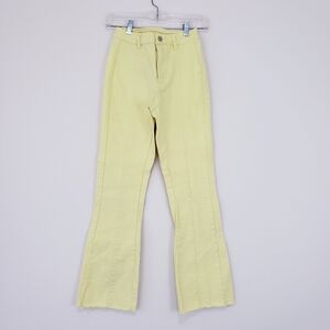 Etophe Studios Pale Yellow Flare Jeans Raw Hem Size Small